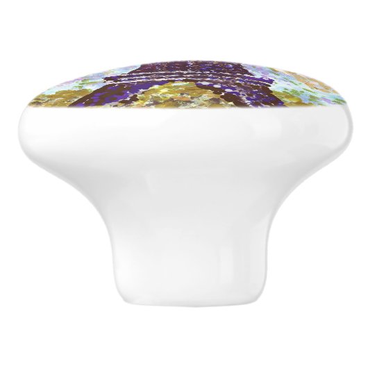 エッフェル塔の点描の陶磁器の引出しのノブ セラミックノブ (側面)