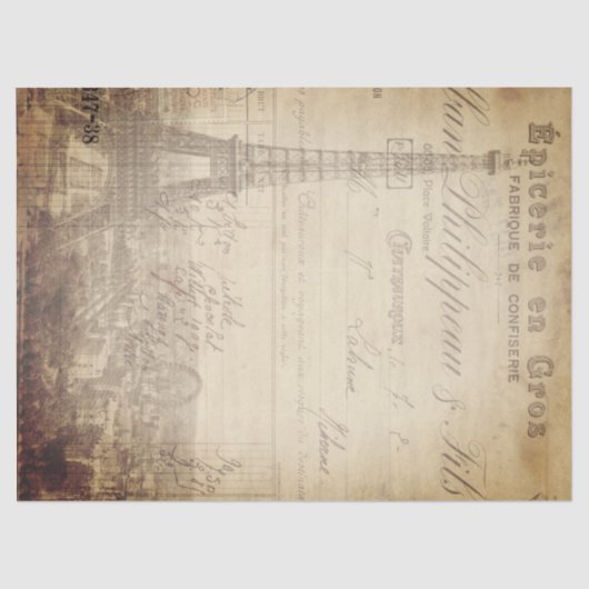 エッフェル塔の短命なもののDecoupageの紙 薄葉紙 (正面)