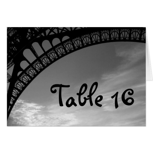 エッフェル塔の結婚式のテーブル数カード (正面横)