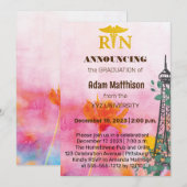 エッフェル塔の花のデザインの招待状 招待状 (正面/裏面)