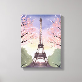 エッフェル塔の花咲く情景 | パリ フランス 水彩画 キャンバスプリント