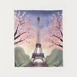 エッフェル塔の花咲く情景 | パリ フランス 水彩画 タペストリー