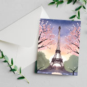 エッフェル塔の花咲く情景｜フランス パリ 水彩画 ポストカード