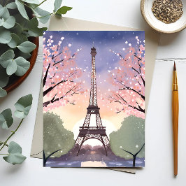 エッフェル塔の花咲く情景｜フランス パリ 水彩画 ポストカード
