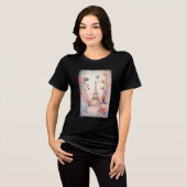 エッフェル塔の蝶と花 トライブレンドTシャツ (正面全面)