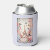 エッフェル塔の蝶と花 缶クーラー (缶正面)