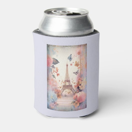 エッフェル塔の蝶と花 缶クーラー (缶裏面)