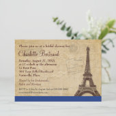 エッフェル塔の青いパリの花嫁シャワー 招待状 (スタンド正面)