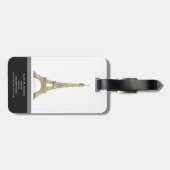 エッフェル塔の黒のモダンなパリの単語のカスタムフランス ラゲッジタグ (裏面横)