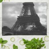 エッフェル塔の黒の調子 キッチンタオル (折り畳み)