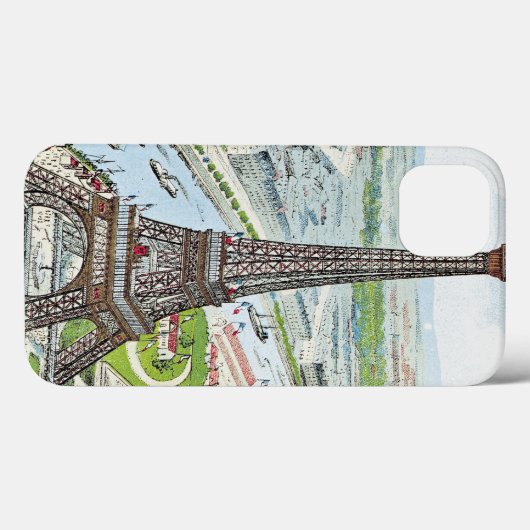 エッフェル塔を描写する郵便はがき Case-Mate iPhoneケース (裏面 (横))