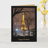 エッフェル塔パリが付いているバースデー・カード カード (黄色い花)
