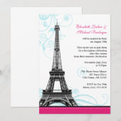 エッフェル塔パリスタイルの受付のみの華やかなお披露目 招待状 (正面/裏面)