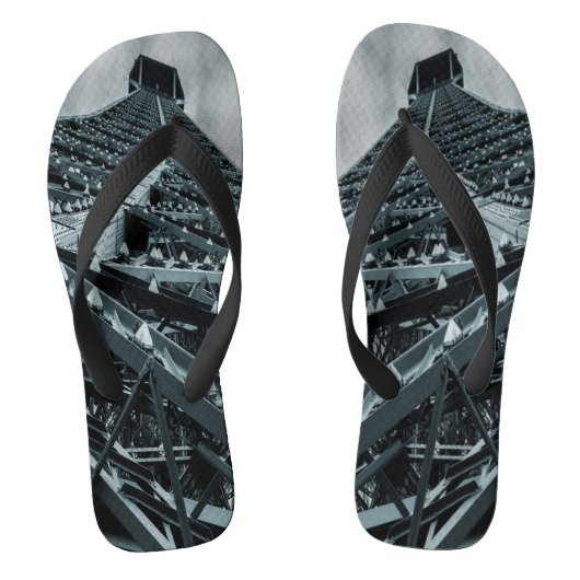 エッフェル塔パリスティールとスカイフラスクソックス ビーチサンダル (フットベッド)