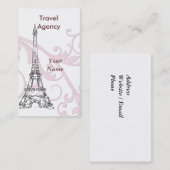 エッフェル塔及びピンクスクロール 名刺 (正面/裏面)