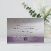 エッフェル塔紫色および銀製RSVP 出欠カード (スタンド正面)