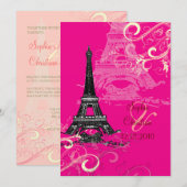 エッフェル塔 + うずまき 結婚式招待状 招待状 (正面/裏面)