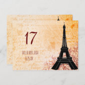 エッフェル塔 ウェディング テーブル カード ポストカード (正面/裏面)