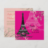 エッフェル塔 + スワール ウェディング招待状 招待状 (正面/裏面)