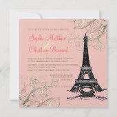 エッフェル塔 + スワール ウェディング招待状 招待状 (裏面)