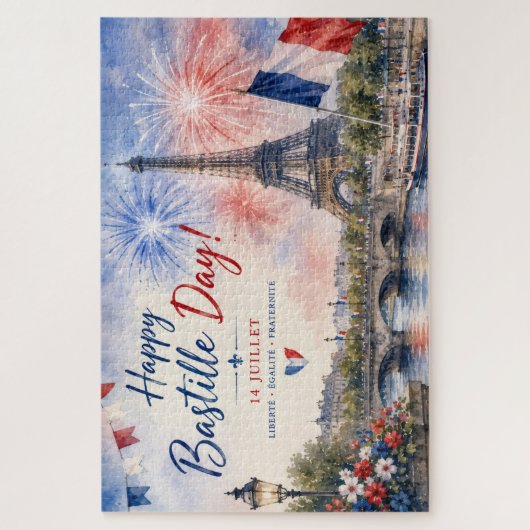 エッフェル塔 セーヌ川 バスティーユ祭 花火 ジグソーパズル (縦)