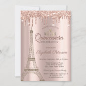 エッフェル塔,ティアラ,ドリップス ローズゴールドのキンセアニエラ招待状 招待状 (正面)