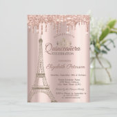 エッフェル塔,ティアラ,ドリップス ローズゴールドのキンセアニエラ招待状 招待状 (スタンド正面)