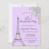 エッフェル塔, ドリップ, パープルのバチェロレッテパーティー 招待状 (正面)