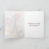 エッフェル塔、パリのアイリス、春の花 カード (内部)