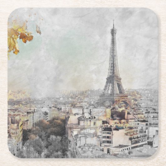 エッフェル塔 パリ スクエア ペーパーコースター (正面)