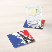 エッフェル塔|パリ、フランス|のグランジな旗 スクエアペーパーコースター (インサイチュ)