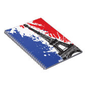 エッフェル塔|パリ、フランス|のグランジな旗 ノートブック (右側)