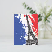 エッフェル塔|パリ、フランス|のグランジな旗 ポストカード (スタンド正面)