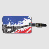 エッフェル塔|パリ、フランス|のグランジな旗 ラゲッジタグ (正面横)