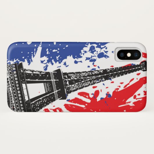 エッフェル塔|パリ、フランス|のグランジな旗 Case-Mate iPhoneケース (裏面(横))
