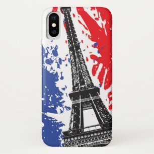 エッフェル塔 パリ、フランス のグランジな旗 iPhone X ケース