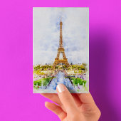 エッフェル塔 パリ フランス 水彩画 日没 ポストカード
