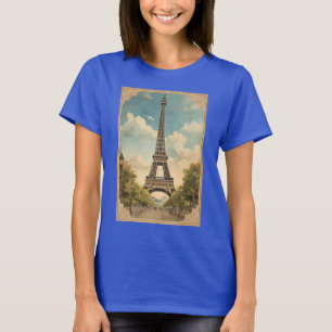 エッフェル塔 パリ 旅行 ヴィンテージ スタイル レトロ アート Tシャツ