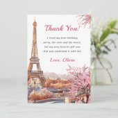エッフェル塔 パリ 誕生日パーティー 感謝カード 招待状 (スタンド正面)