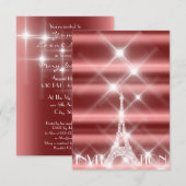 エッフェル塔 パリ 輝く星 バーガンディ ダイヤモンド 招待状 (正面/裏面)