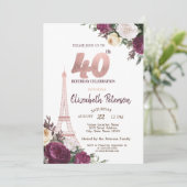 エッフェル塔 ブルゴーニュの花 40歳の誕生日 招待状 (スタンド正面)