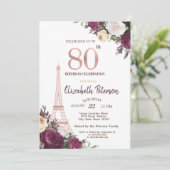 エッフェル塔 ブルゴーニュの花 80歳の誕生日 招待状 (スタンド正面)