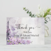 エッフェル塔 ラベンダー ロマンス ウェディング サンクスカード サンキューカード (スタンド正面)