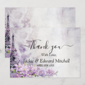 エッフェル塔 ラベンダー ロマンス ウェディング サンクスカード サンキューカード (正面/裏面)