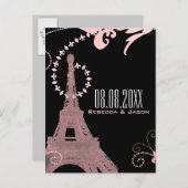 エッフェル塔 ヴィンテージ パリ 保存日 案内ポストカード (正面/裏面)