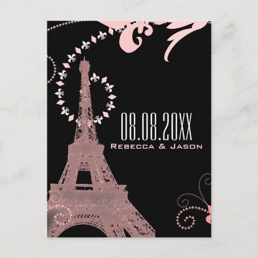 エッフェル塔 ヴィンテージ パリ 保存日 案内ポストカード (正面)