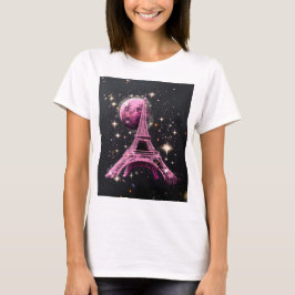 エッフェル塔 夜 月 Tシャツ