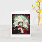 エッフェル塔、夢みるような花柄、ブランク カード (黄色い花)