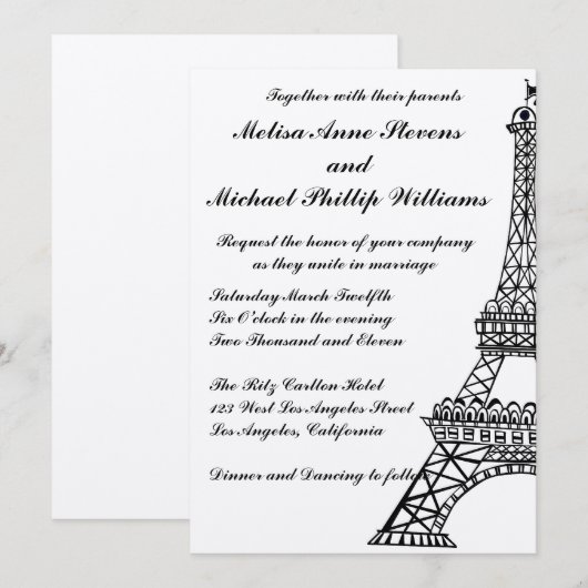 エッフェル塔 招待状 (正面/裏面)