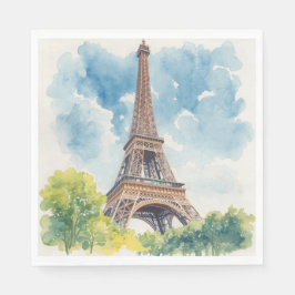 エッフェル塔 水彩画 パリ フランス 絵画 スタンダードランチョンナプキン